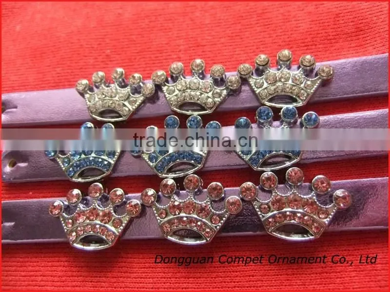 Compet produce 10mm slide charm crown, metal crown, fashion full rhinestone crown