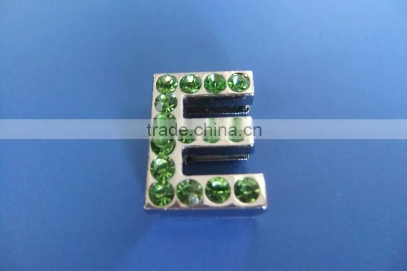 18mm Slide Letters with Green Rhinestone