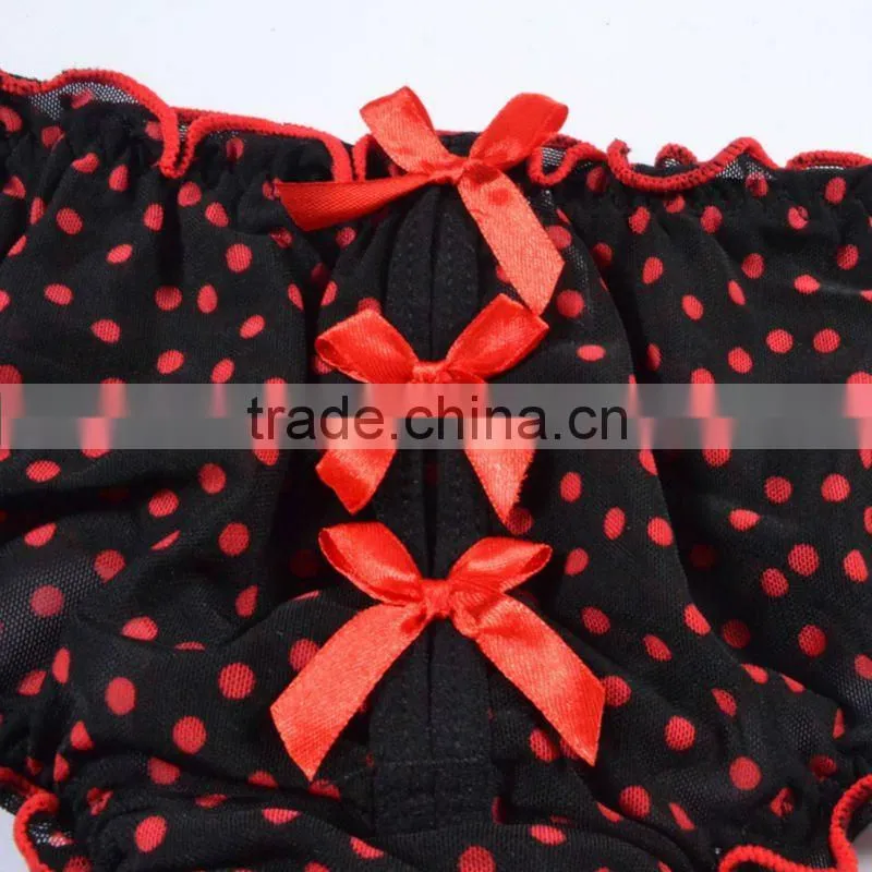 Hot sales newest sexy transparent polka-dot panties thongs women 6001