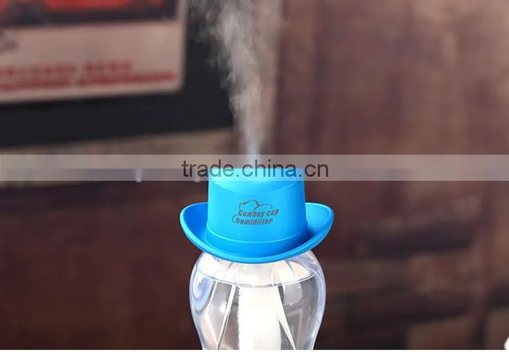 Portable USB cowboy hat Mini humidifier outlet aromatherapy spray machine Household water bottle cap humidifier