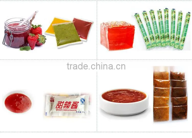 Three side sealing sweet chili sauce filling packing machine price