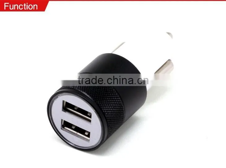 Freee Sample ABS Metal Double Micro USB Car Charger 2 amp