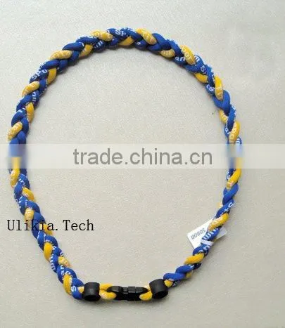 2011 Hot selling Germanium&Titanium Tri braided sports necklace with 18colors