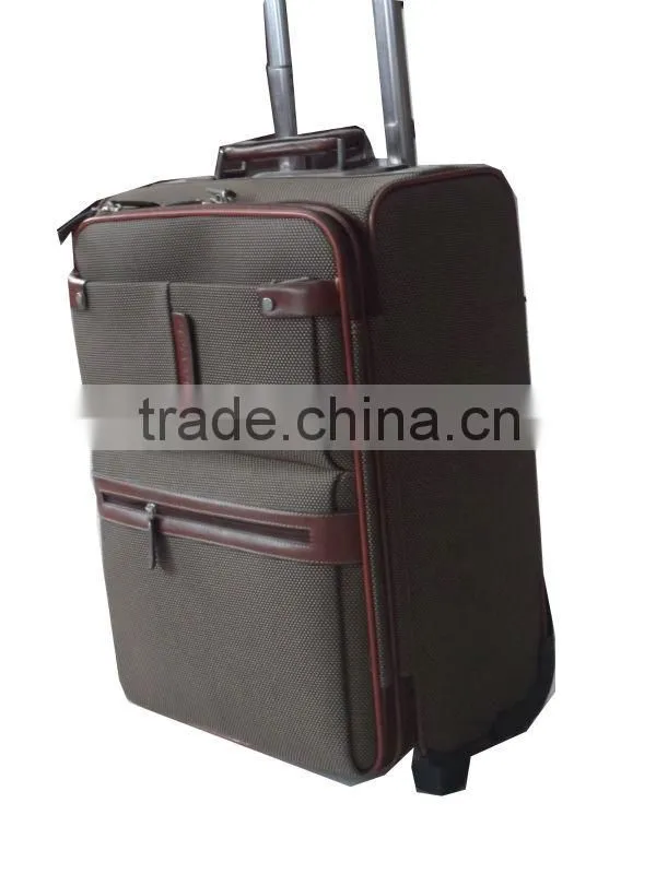 Wholesale vintage brown trolly travel upright luuggage case