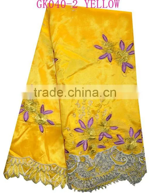 High quality African embroidery flower silk george for weeding & party GK040-4