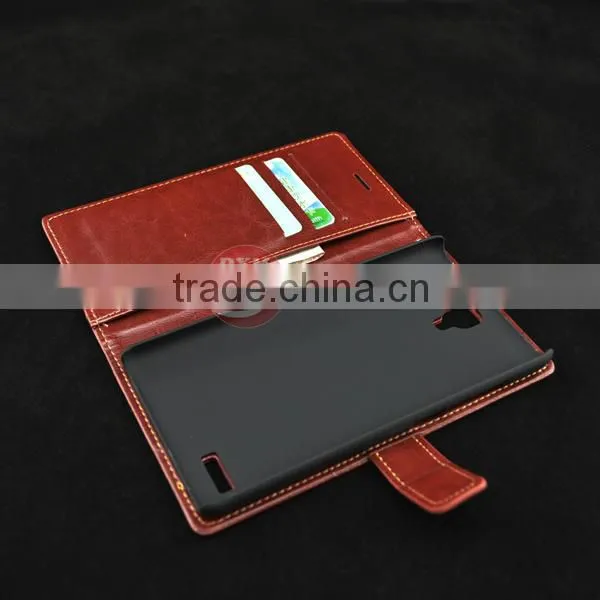 Luxury Crazy horse wallet leather case for xiaomi redmi note case with card slots