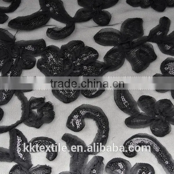 New design high quanlity sequin and chiffon embroidery/3d lace fabric for garments
