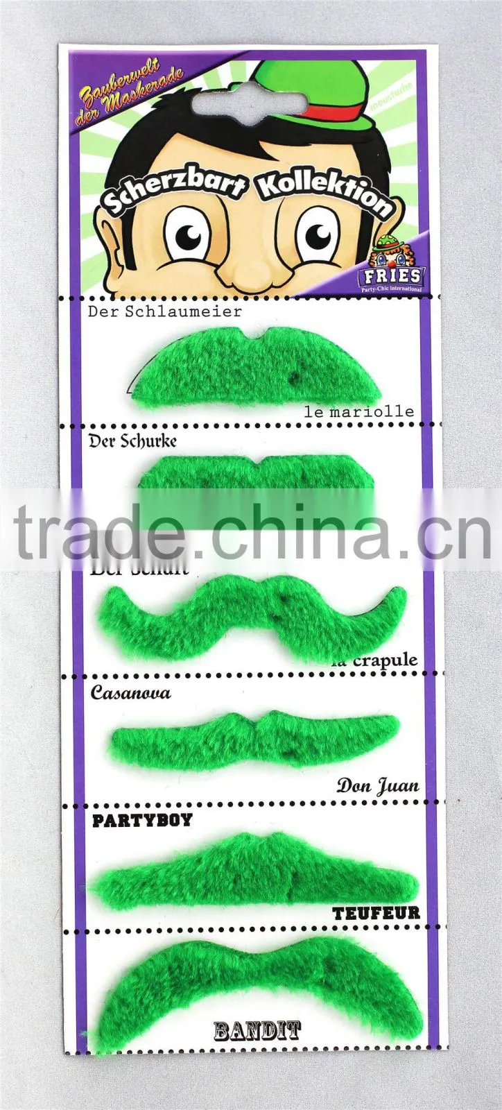 Green fancy dress St. Patrick's Day mustache