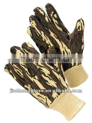 JS548 Camouflage Jersey Gloves, Knit Wrist, Safety Glove, Garden Gloves
