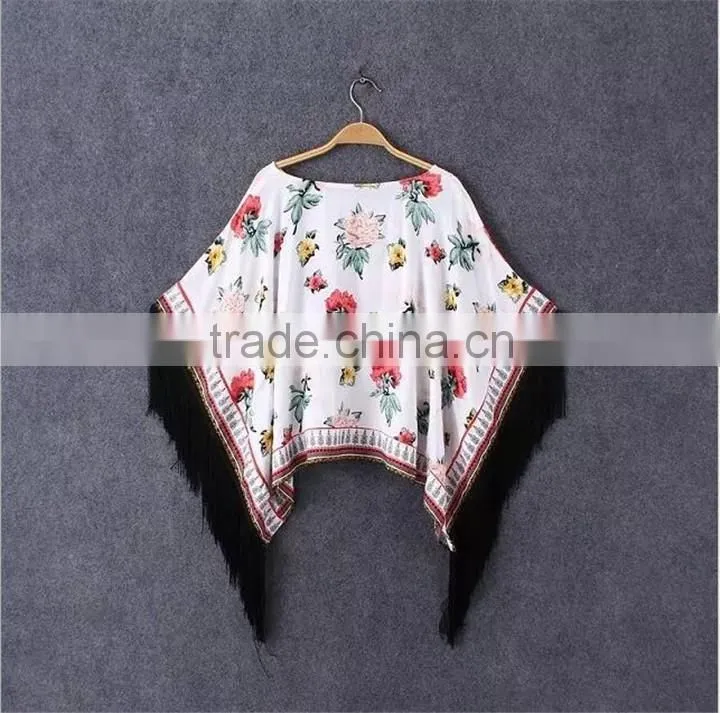 Customaize Elegant Design Sleeves With Tassel Ladies Tunic Top Wholesale