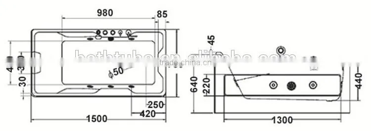 UPC certified 4mm sex massge hot tub,small jetted tub,led tub