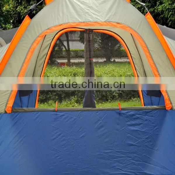 New Style 4 Door Big Family Double Layer 4 Person Fiberglass Automatic GardenTent