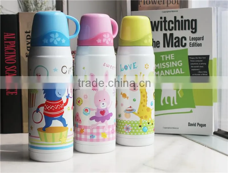 High quality double wall stainless steel Children vacuum flask with 2 cups
