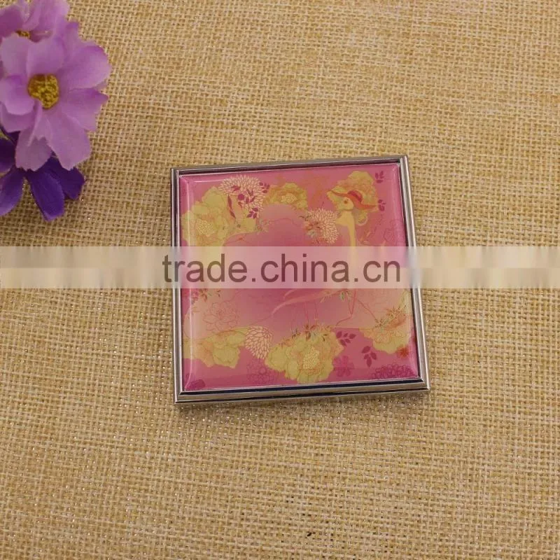 Good quality promotion gift square bling compact mirror / pocket mirror for girls