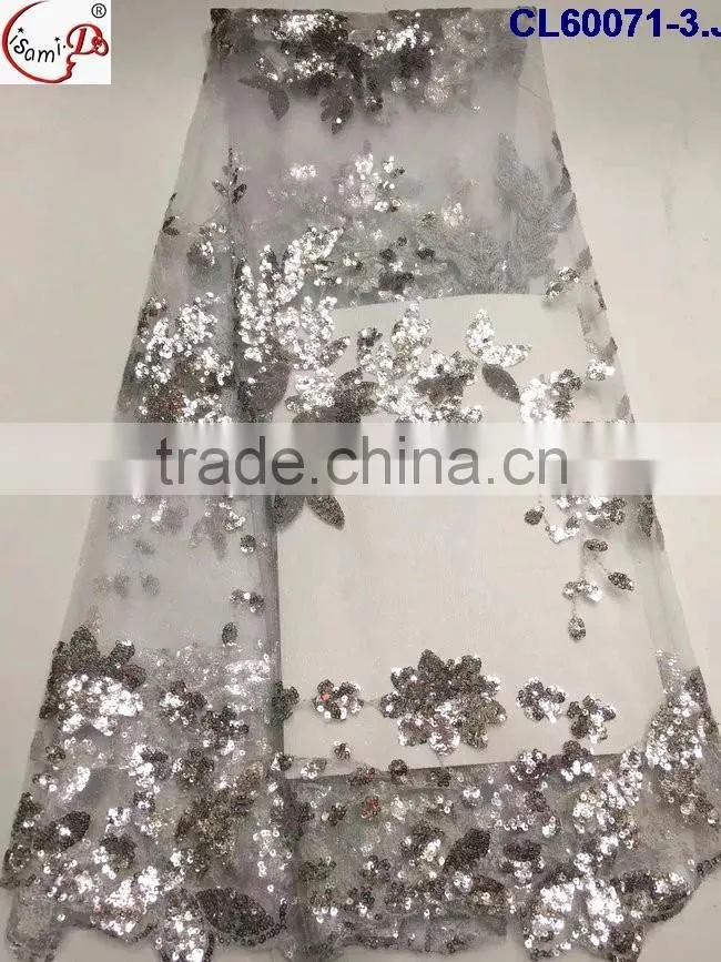 CL60071 New arriva fast delivery tulle emboridery lace with sequins ,wholesale french lace fabric for ladies