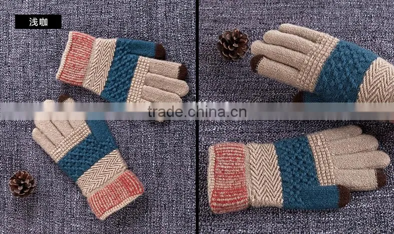 Wholesale Contrast Color Touch Sreen Gloves For Lifestyle With 2 Conductive Fiber Fingertips