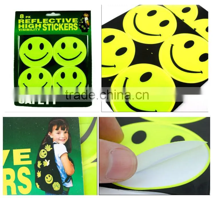 PVC safety reflective material product smile reflective sticker