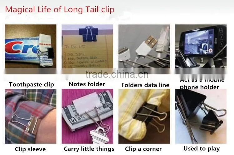 New spring colorful strong long tail Binder clips paper clips