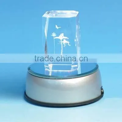 Silver Decorative Crystal Plastic Battery Led Light Rotating Base
