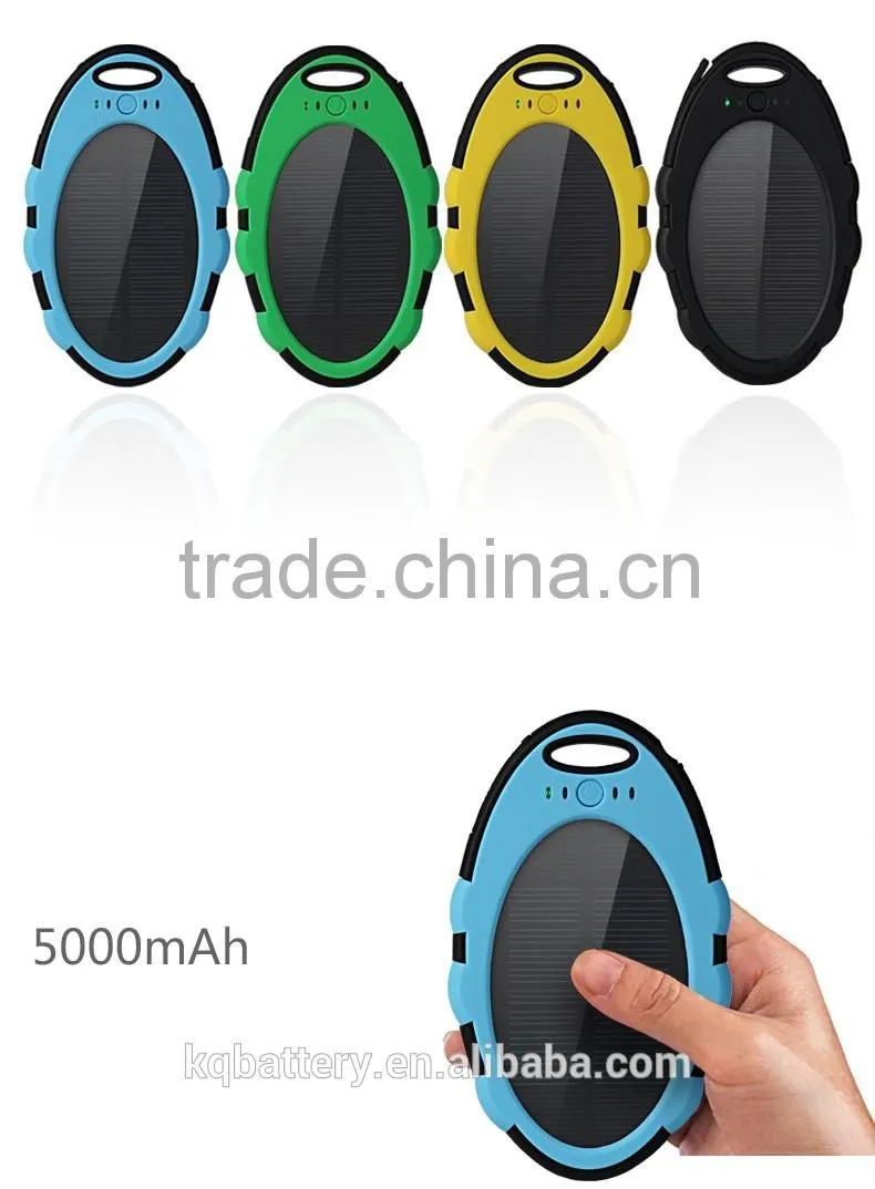 dual usb port 5000mah portable backup solar power bank charger