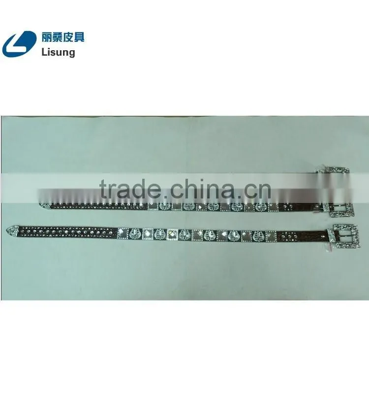 Men's Handmade Crocodile Leather Rhinestone Western Belts