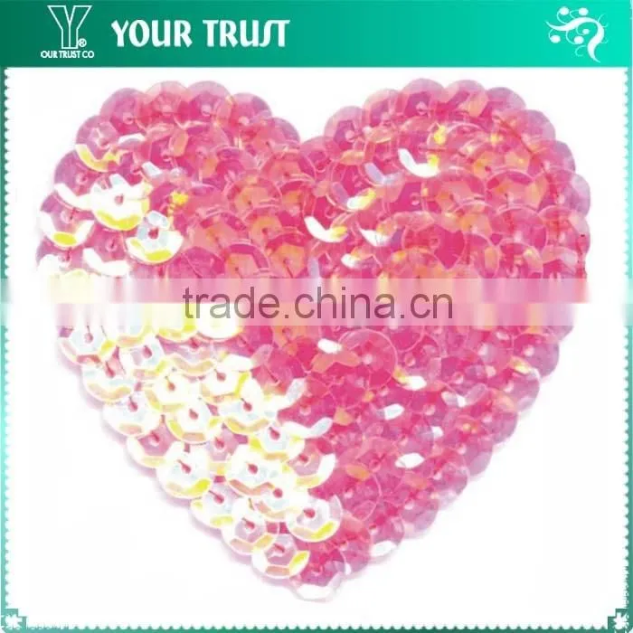 Clear Rhinestone Red Acrylic Stone Beaded Flower Sequin Applique Patches