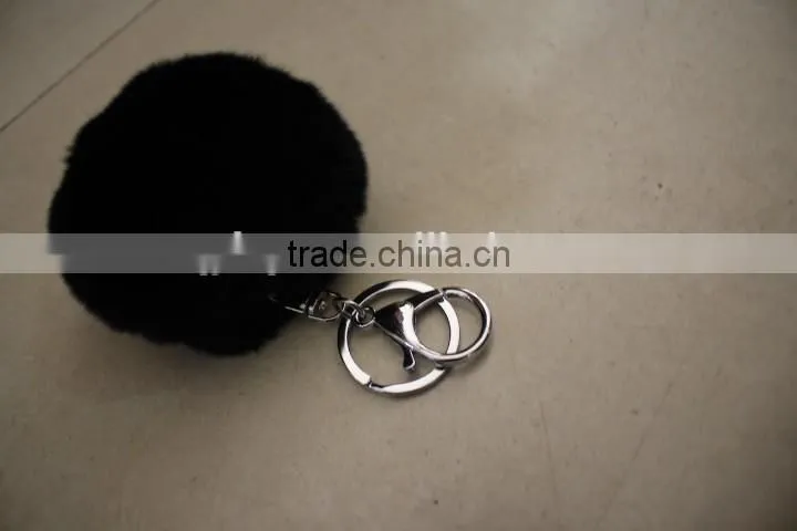 rex rabbit fur pompons/fluffy rex rabbit fur colorful 6cm key chain