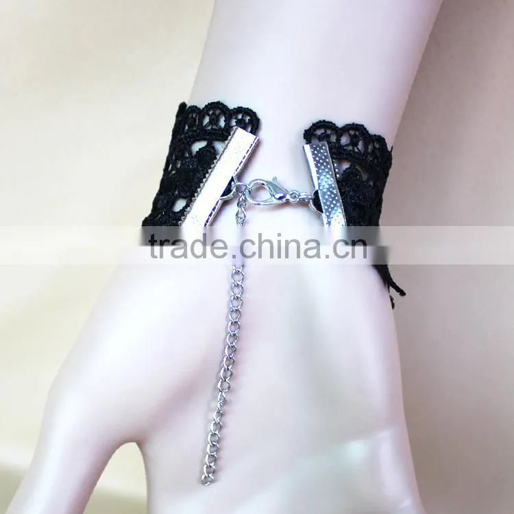 bat hanging hallowmas bracelet, gothic slave bracelet with ring