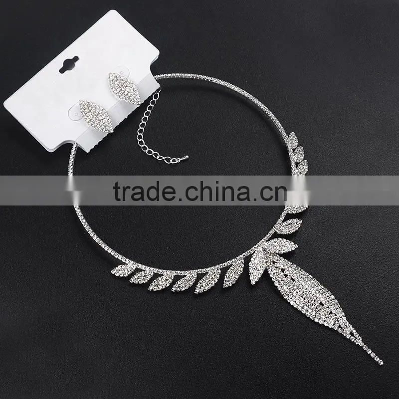 Wedding Jewelry Sets Dubai Bridal indian bridal Crystal Necklace Earring jewelry set For Bridal Dressing