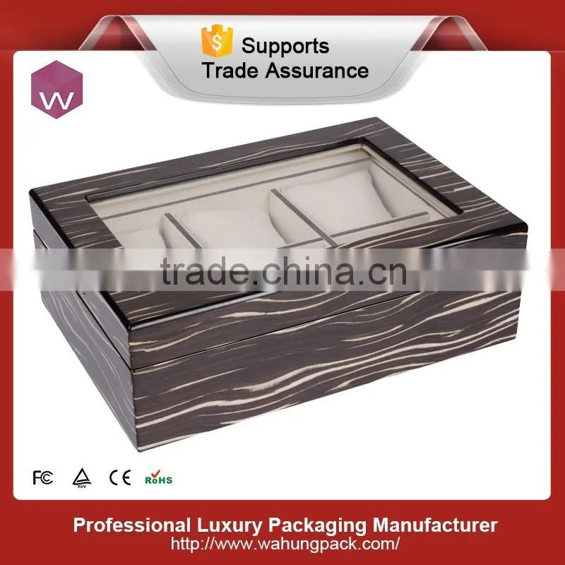 Strong Plexiglass Window Red Glossy Finishing 12 Watches Display Box