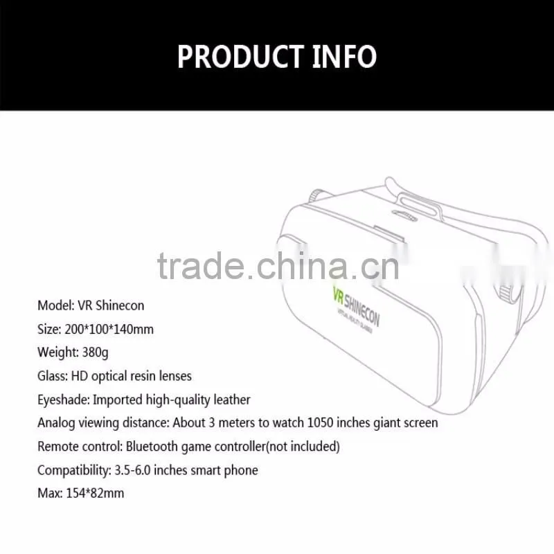 Most popular VR SHINECON cast headset Virtual Reality 3D glasses for your private home theater