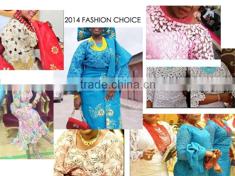 2015 African Embroidery French lace with beads for Ball Gown/Wedding dress fabric