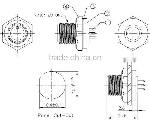 Mini series screw type 5 pins PCB panel mount