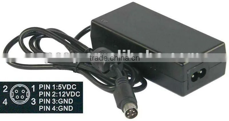 Dual voltage output 12v 2a 5v 2a 4 pin din power adapter