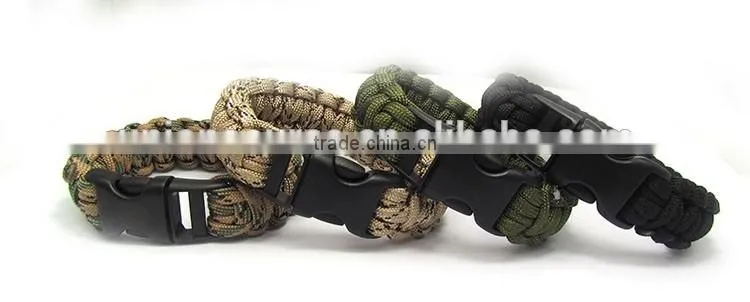 Cheap Fashion Paracord Bracelets Kit Military Emergency Survival Bracelet Men Self-rescue Parachute Cord Bracelets Many Colors