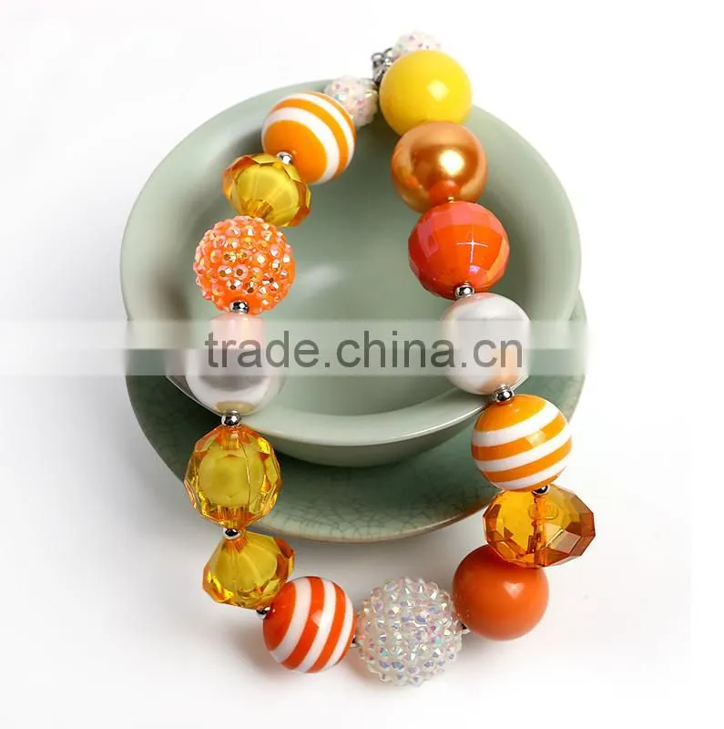 fashion children's necklace best selling orange colors plastic kids bead fashion chunky necklace pendant for girls