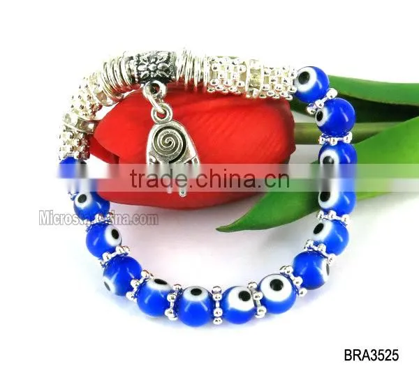 4mm & 8mm Glass turkish eye charms bracelet