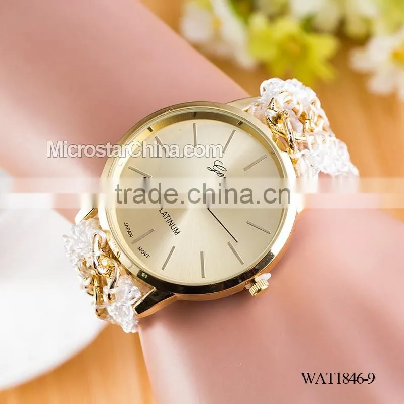 DIY hand made woven chain woomen watch bracelet