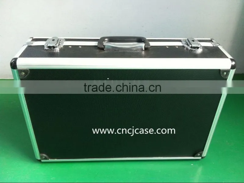 Easy carrying black aluminum tool case with handle