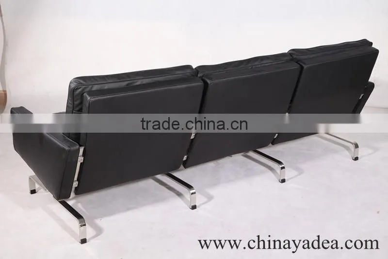 3 seater black leather sofa PK31