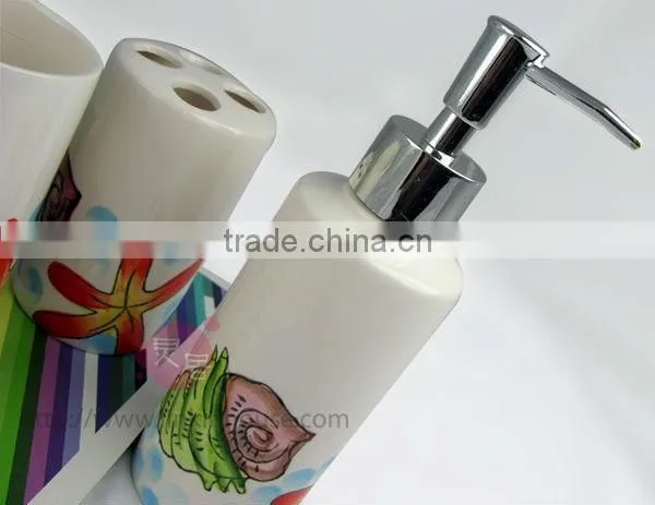 4pcs sea shell decal ceramic bath set