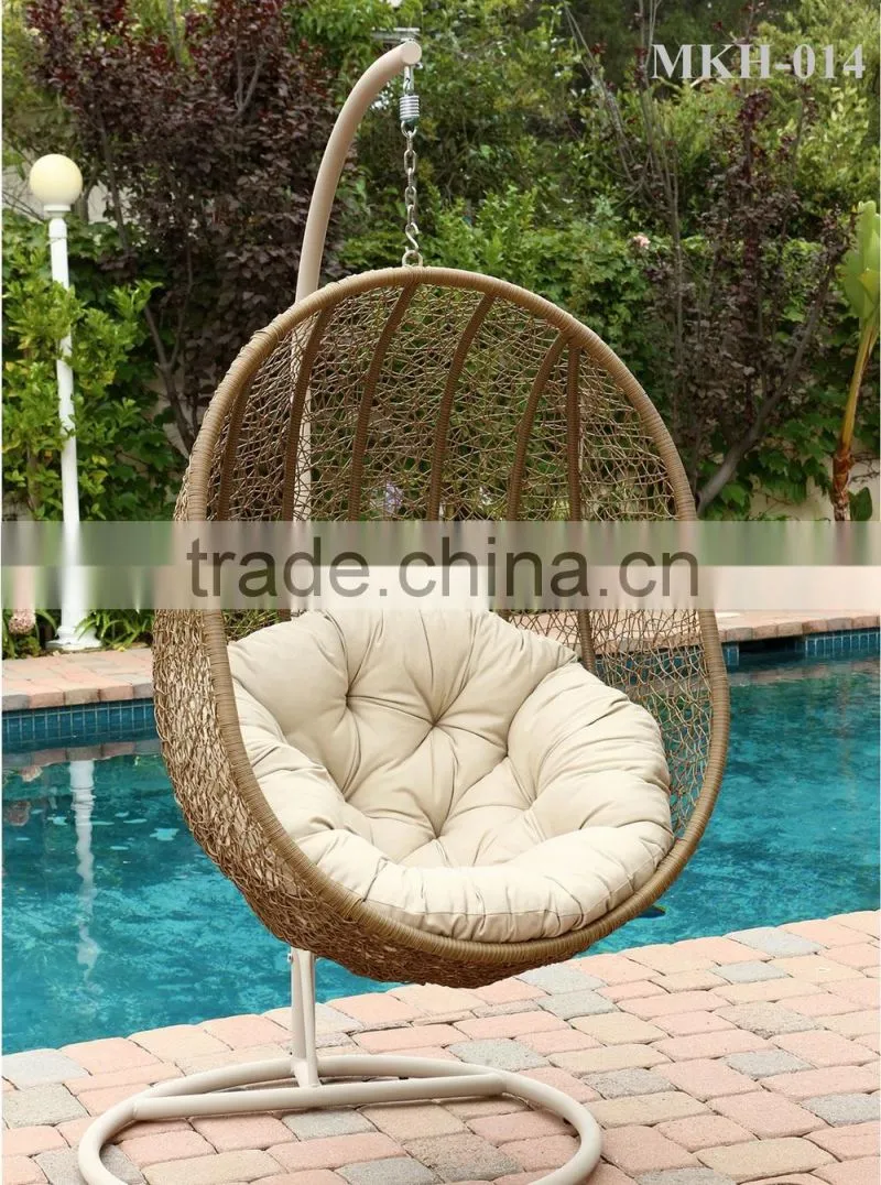 Hot Sale Wicker Rattan Swing chair - PVC rattan hanging egg chair (Steel frame with power coated, waterproof fabric hand woven)