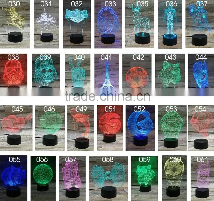 3D Optical Night Light Horse 7 RGB Light Colors 10 LEDs AA Battery or DC 5V Mixed Lot