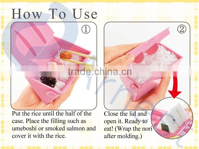 Japanese kitchenware cookware kitchen cooking equipments utensils tool lunch bento box rice ball mold case pink green 49811