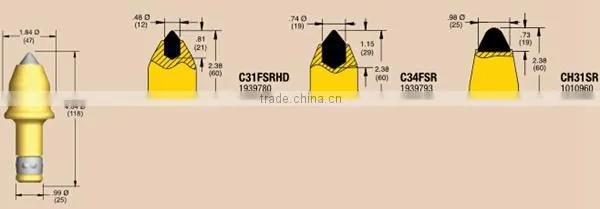 C21 C31round shank trencher cutter bits bullet teeth tungsten carbide trenching conical picks