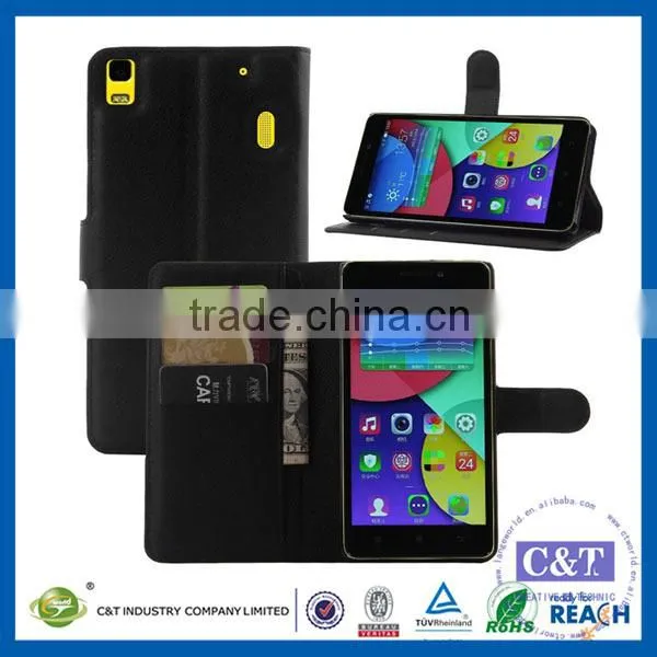 C&T Customized Black Stand Flip Wallet Case PU Leather Cover for Lenovo K5 Note