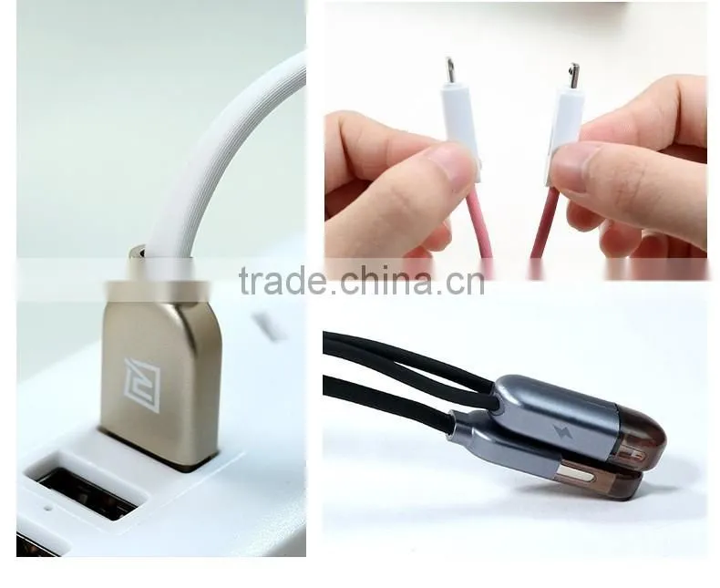 Original Remax Charging Data Cable 2 in 1 USB Cable For iphone and Xiaomi Samsung HTC Nokia