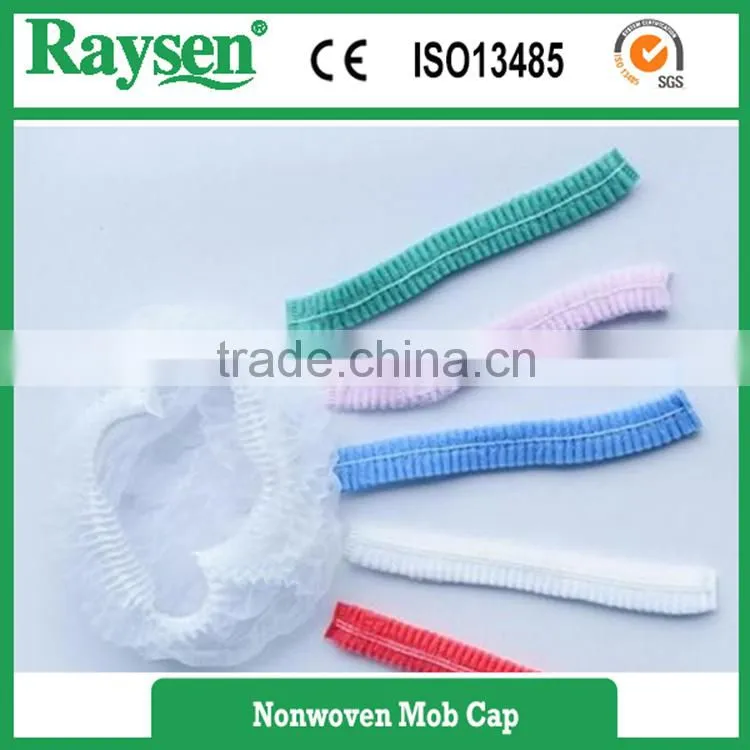 disposable nonwoven mob cap with double elastic