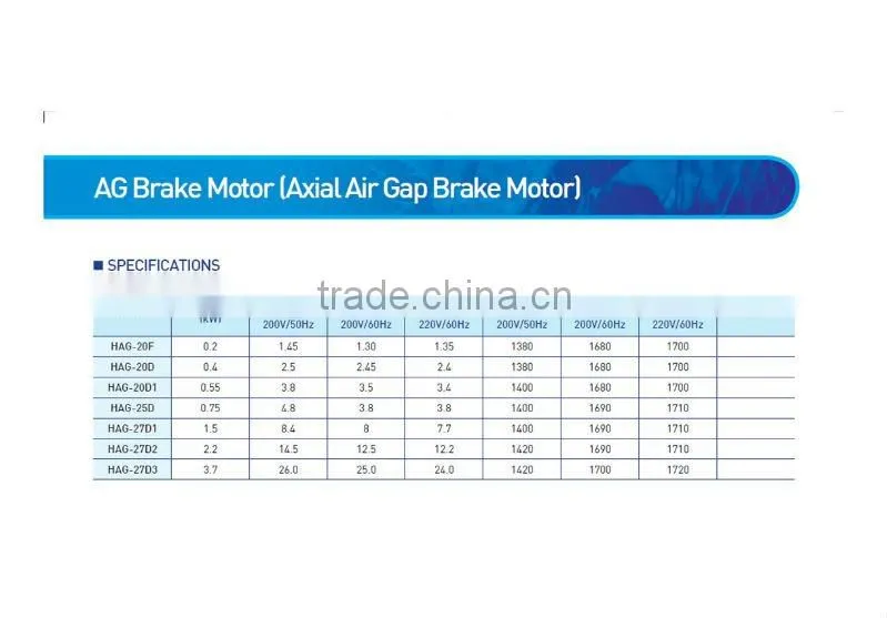 H&H AXIAL AIR GAP BRAKE MOTOR (A.G MOTOR)