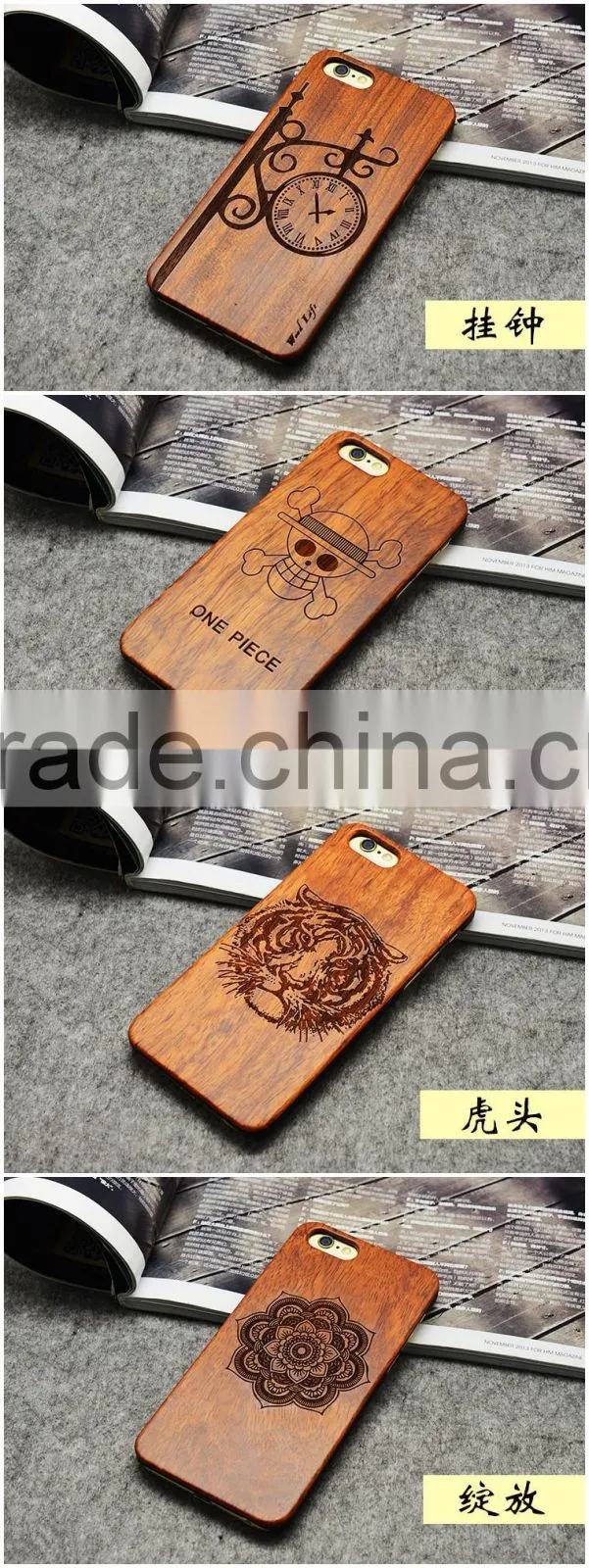 Custom for iPhone Case Engraving PC Real Rose Wood for iPhone case wholesale for iPhone 6 s case